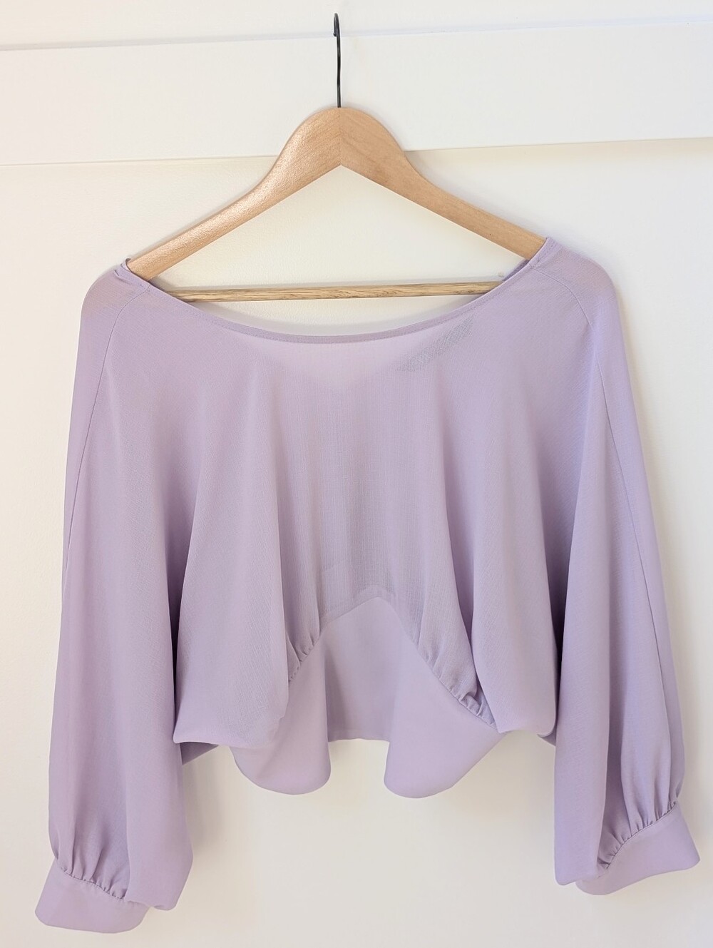 Zara Light Lavender Women’s Boatneck Cropped Blouse